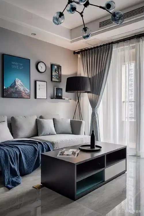 灰蓝搭配客厅客厅北欧极简77m05一居设计图片赏析--土巴兔装修效果