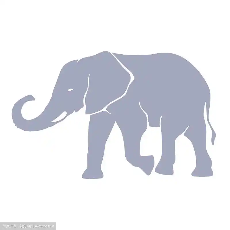 手绘大象剪影