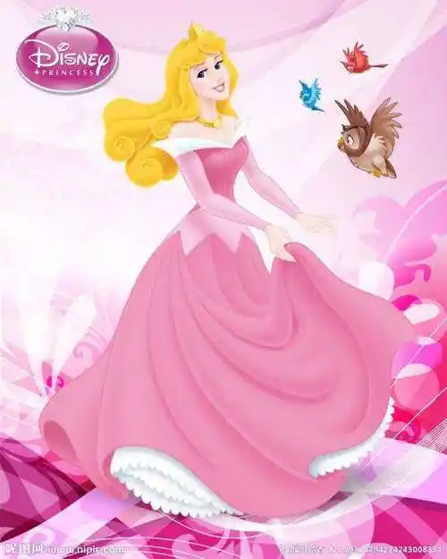 粉裙子黄头发的迪士尼公主