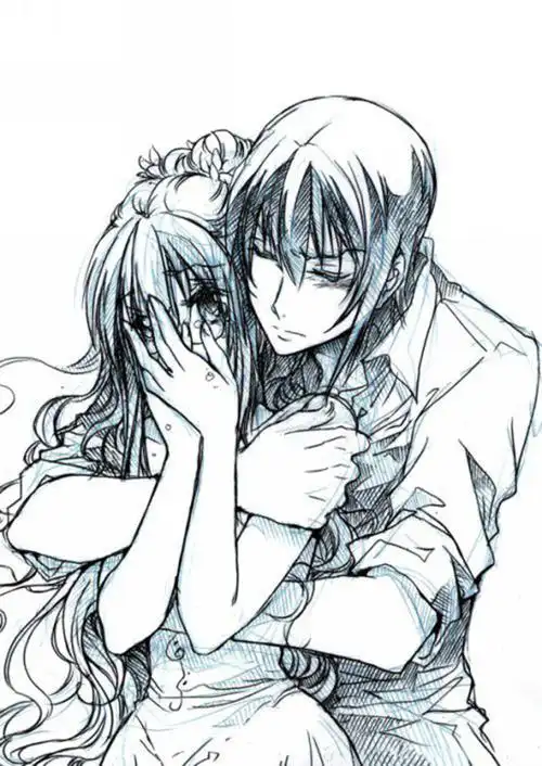 素描漫画情侣图片黑白图集