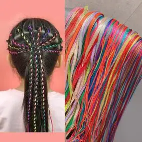 编发彩绳女脏辫头绳发绳儿童脏脏辫神器七彩头发辫子丝带个性头饰