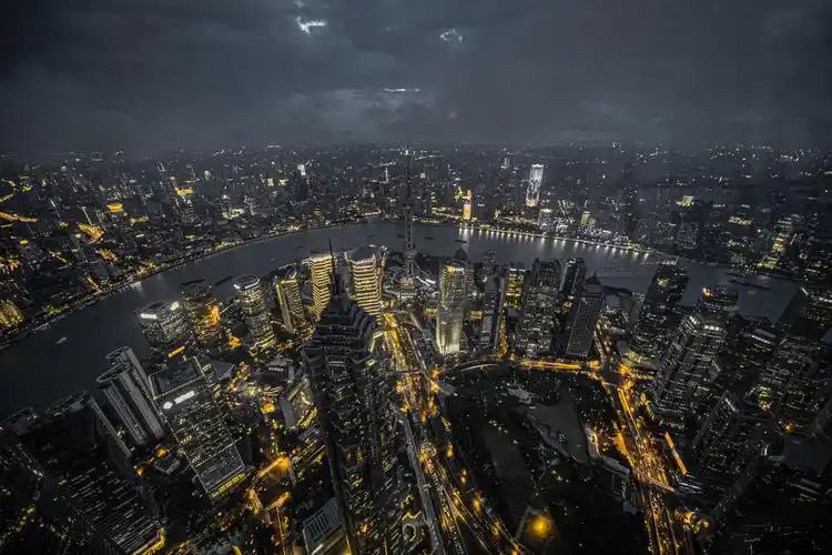 上海600密高空全景夜景 陆家嘴浦东