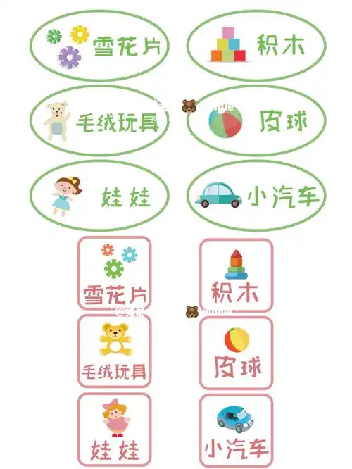 幼儿园玩具分类标签区角物品标识