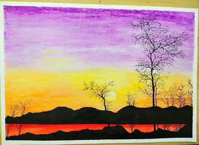 一组关于油画棒的风景画