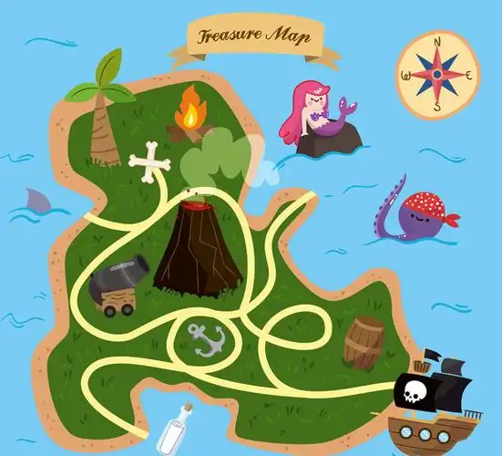 创意卡通藏宝图设计矢量素材