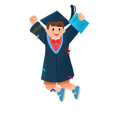 毕业季卡通学生穿学士服手拿毕业证人物元素