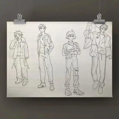 漫画基础不同男性站姿动态练习