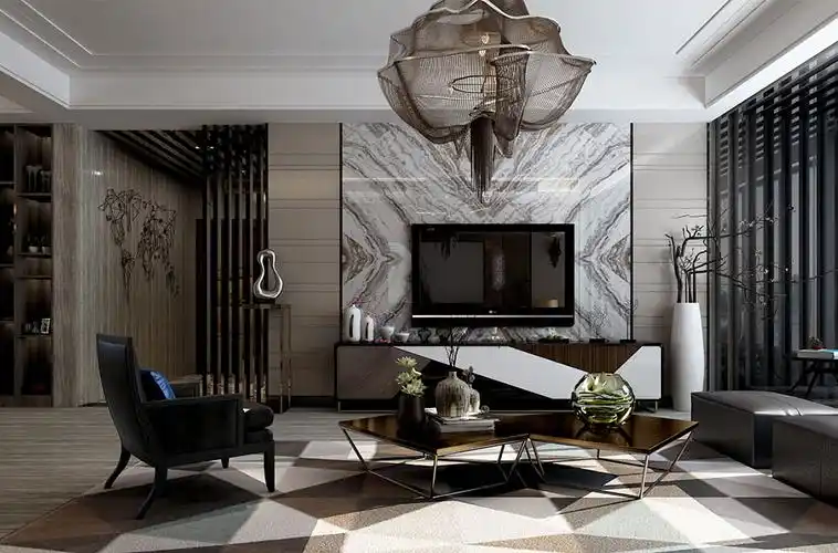 财富中心186平港式轻奢风格装修效果图