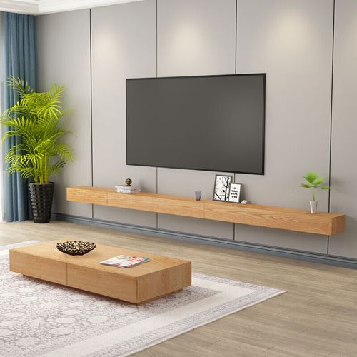 龙易鹿实木挂墙电视柜简约悬挂壁挂式原木北欧茶几组合客厅悬空吊柜