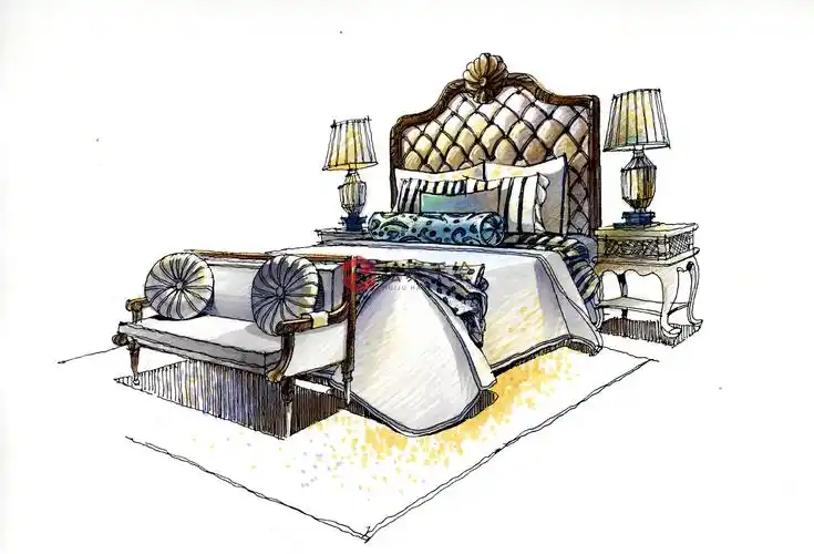 室内家具组合马克笔上色