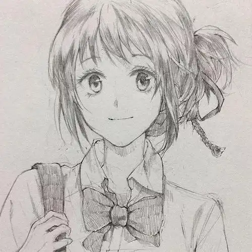 线条感十足的动漫人物素描超美少女