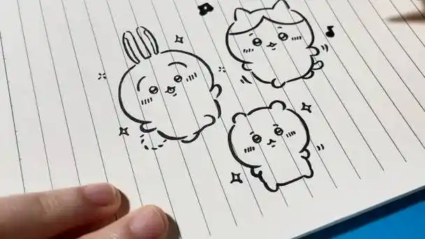 chiikawa简笔画三小只,可可爱爱一学就会,一起来画画吧!