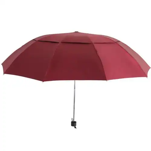 天堂伞 30332d 黑胶双层遮阳三折晴雨伞 酒红色