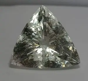 transparent, cut, yellowish-green stone, natural beryl, no trea