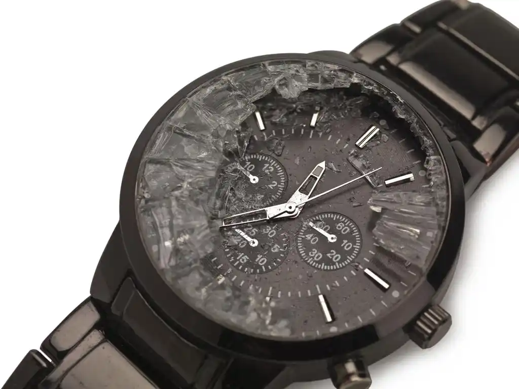 破碎的手表,关闭了一个破碎的手表的形象在白色背景