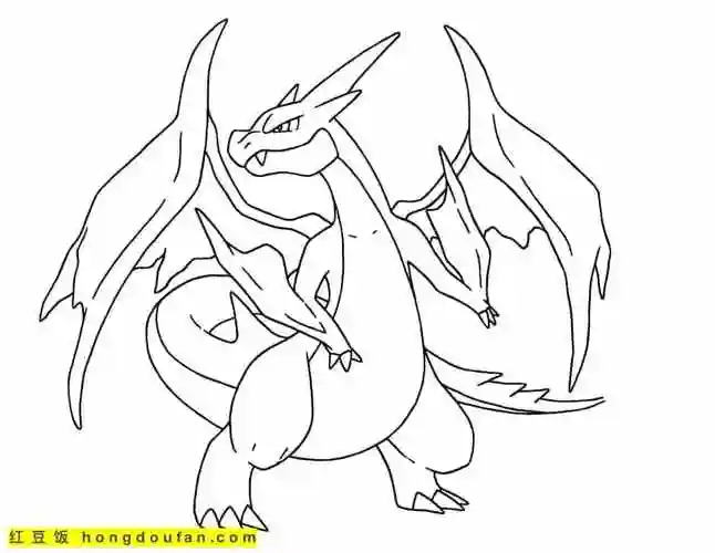 12张神奇宝贝口袋宝贝精灵球比卡丘卡通涂色简笔画-红豆饭小学生简笔