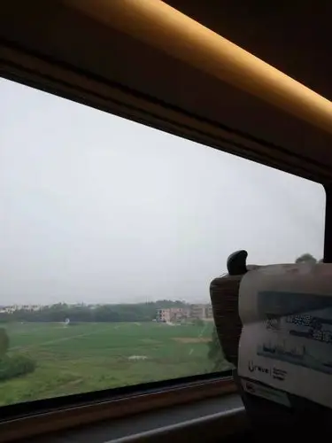 高铁在轨道上一路飞驰,我坐在靠窗的位置上,带着耳机,听着音乐,望着那