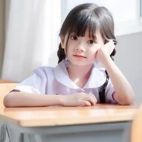 头像图片:扎着双马尾的泰国小女孩穿着传统女生校服脸颊肉嘟嘟的