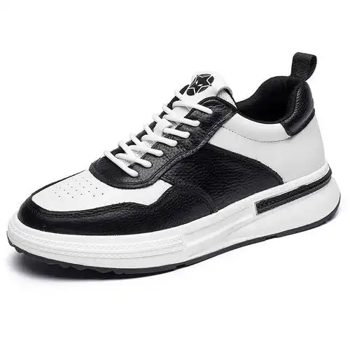 熊猫板鞋男款春季头层牛皮鞋子运动鞋潮百搭小白鞋男士透气休闲鞋