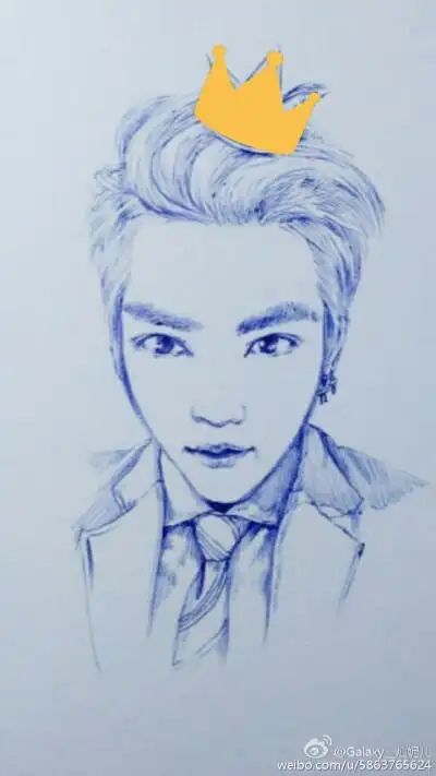 吴亦凡 kris 明星壁纸 男神帅哥 手绘漫画 素描卡通 人物头像 插画