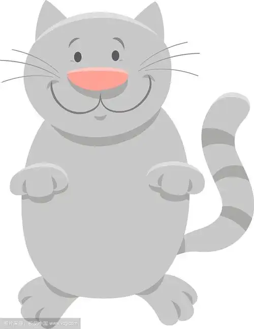 快乐的灰色猫卡通动物人物