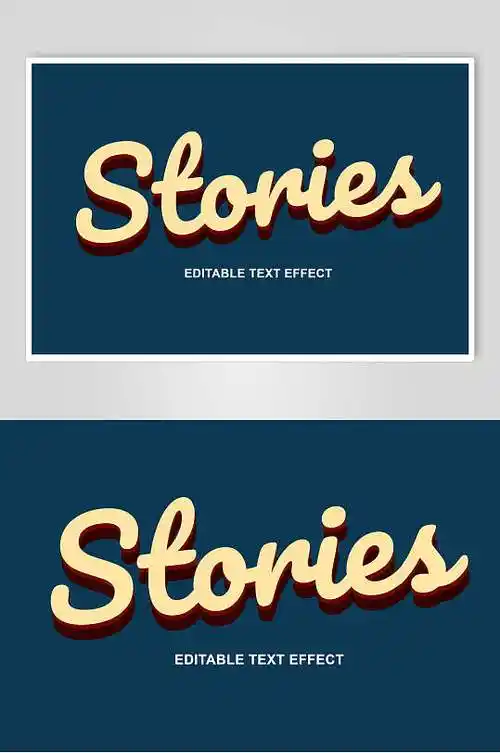 蓝黄英文简约立体发光艺术字素材