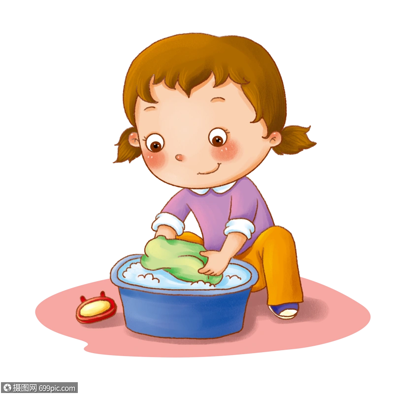 女孩洗衣服做家务图片
