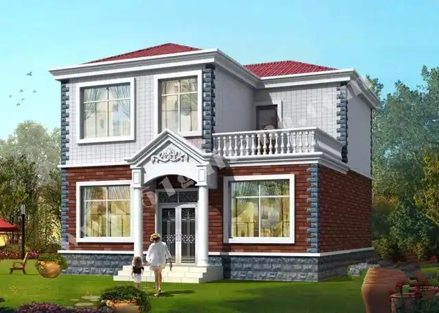 农村经济的两层平房设计,面积115平方米,有4间带露台的卧室!