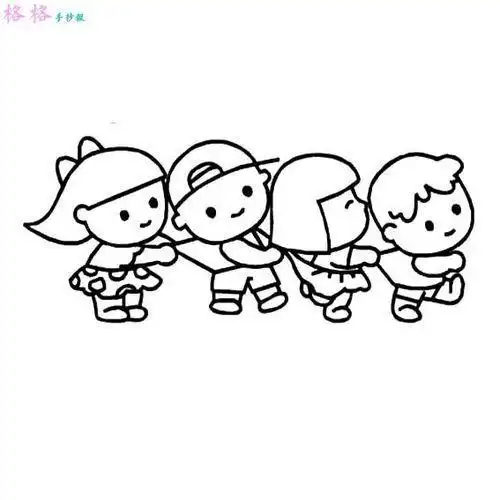 人物篇简笔画 幼儿园小朋友做游戏