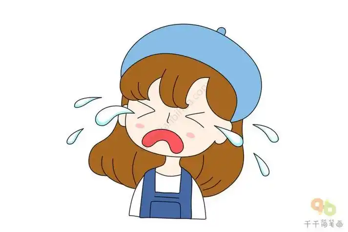 治愈系小萌妹悲伤大哭的女孩子女孩简笔画
