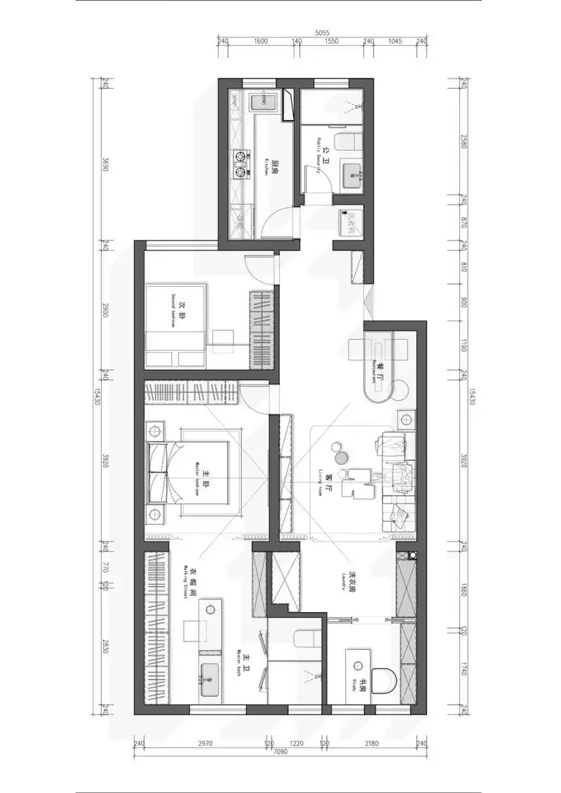 三室一厅"80平米户型优化" 案例分享|极简天花板◆年轻人就该这么装!