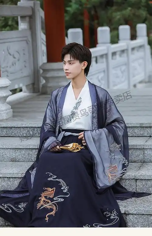 富贵鸟汉服男中国风古风武侠剑客男士仙气日常男生套装秋季古装衣服