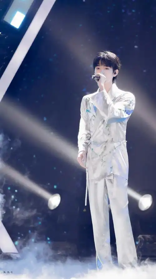 宋亚轩银绸竹叶西装造型