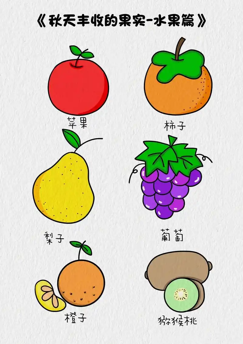 几款秋天的水果简笔画,简单好 - 抖音