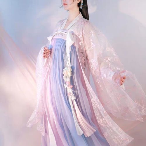 新款春樱学生日常改良古装汉服女齐胸襦裙仙女清新淡雅六米大摆夏