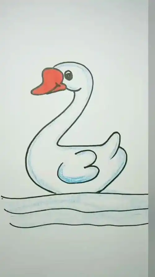 精 简笔画~在水里游泳的大白鹅