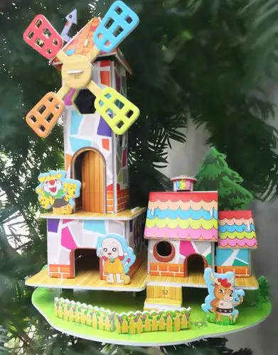 3d拼图立体拼图纸模型儿童手工diy制作36周岁7岁玩具三岁女孩10张女生