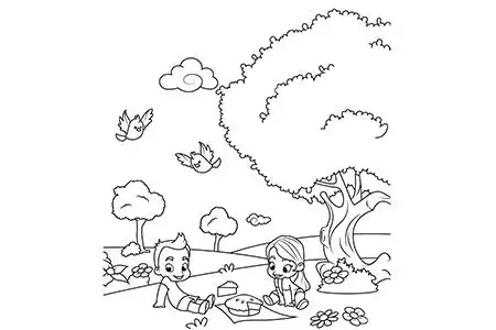 小朋友们一起野餐2022-03-243小男孩简笔画小女孩简笔画小男孩带着小