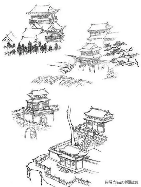 楼阁简笔画古代亭台楼阁简笔画