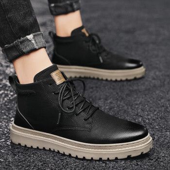 男鞋2023春季新款鞋子英伦男士皮鞋中帮靴子男款春秋下单赠送运费险43