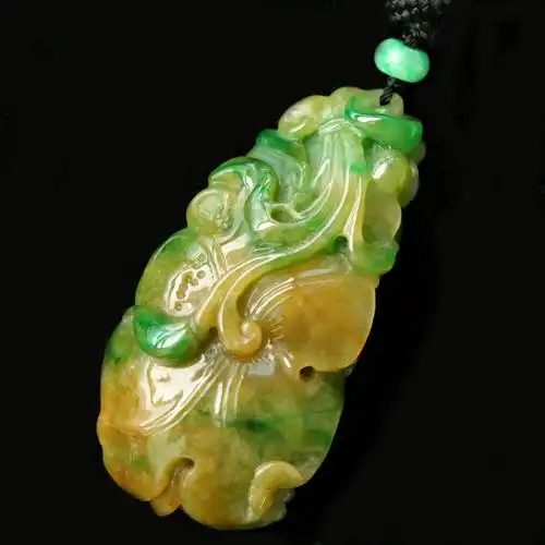 精美绝伦缅甸天然a货翡翠冰糯种黄加绿三彩龙挂件