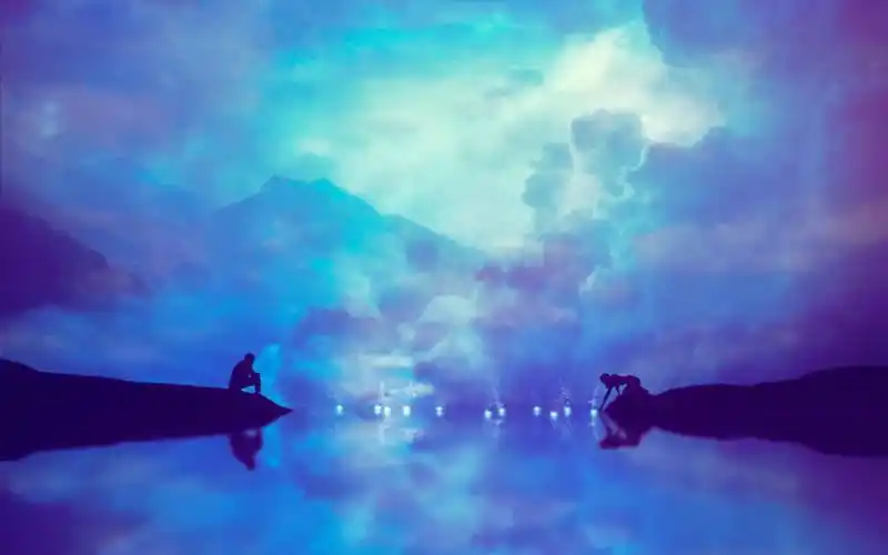 好看的蓝色晕染静谧天空动漫场景唯美画面桌面壁纸下载