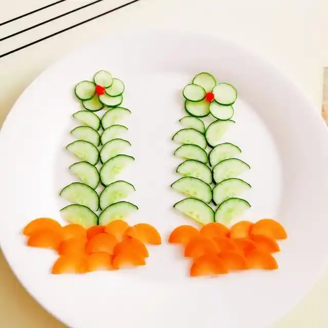 黄瓜胡萝卜摆盘,创意十足,简单又不失美观