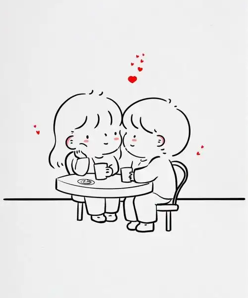 情侣简笔画和你在一起的时候日子都是甜的