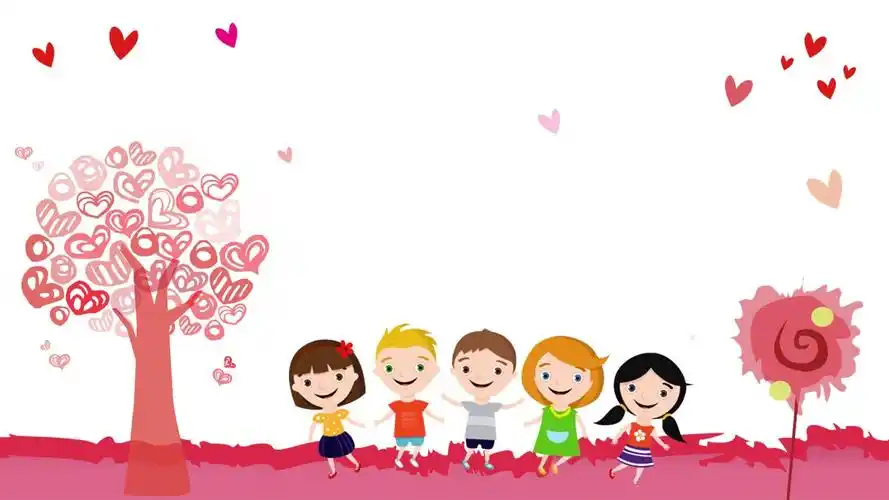 粉色卡通小朋友背景的六一儿童节ppt模板