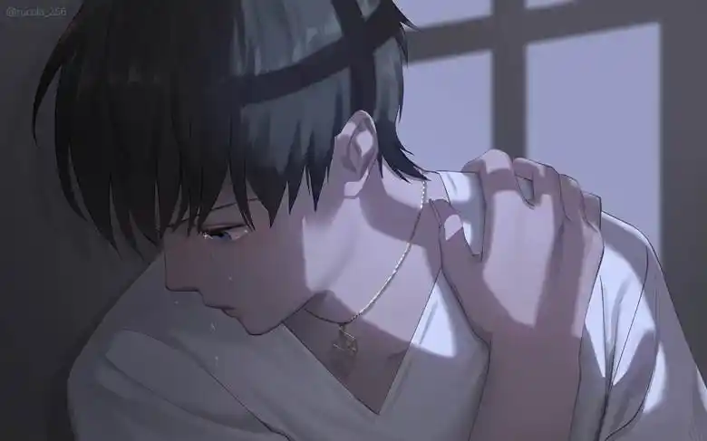 夜の少年rucola的哭泣人物插画图片