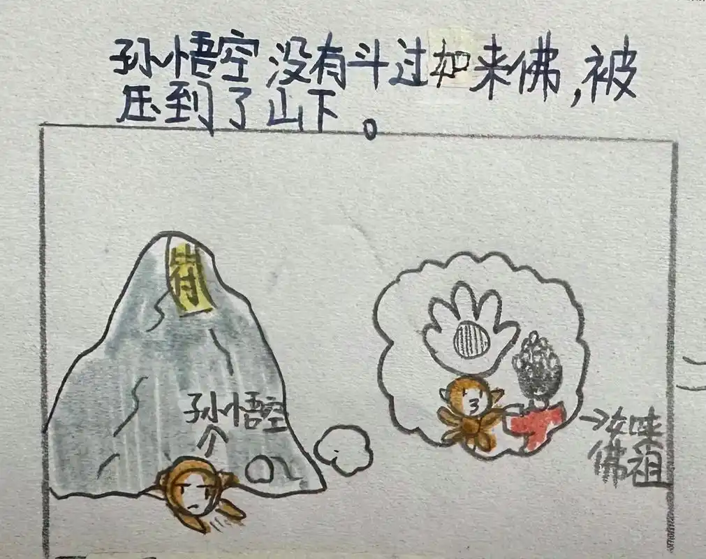 刘神奇的语文作业:五指山的孙猴子#西游记#西游记漫画 - 抖音