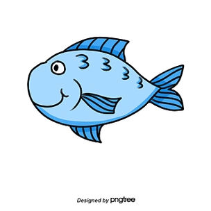 蓝色可爱笑脸大眼睛带花纹卡通鱼