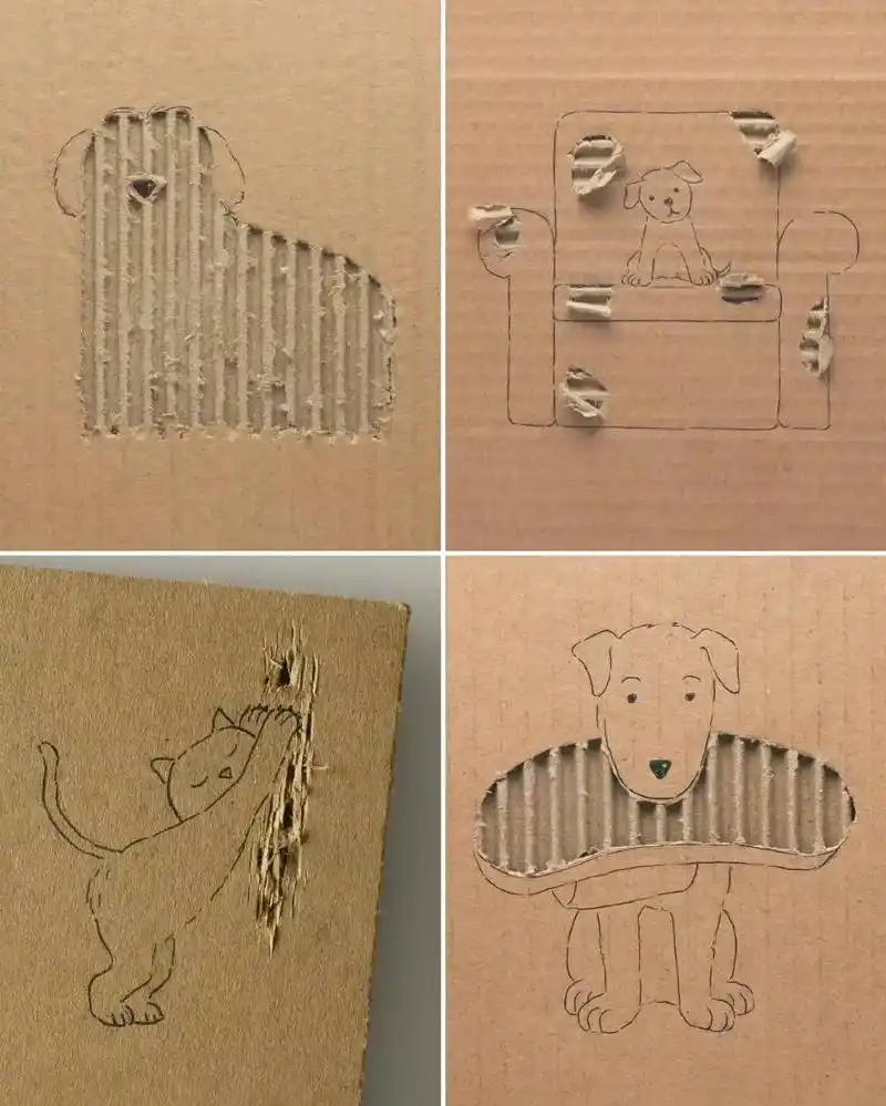 抖音图文来了 瓦楞纸上的创意#一起学画画 #画画 #手工  - 抖音