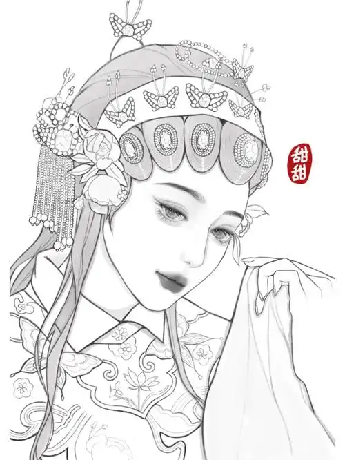 线稿作业练习之国风戏曲五姐姐